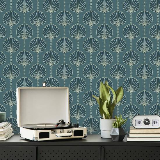 Deco Lily Dolphin Blue Wallpaper