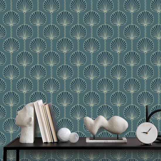 Deco Lily Dolphin Blue Wallpaper