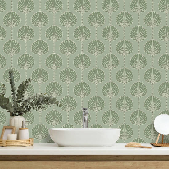 Deco-lelie Groen behang