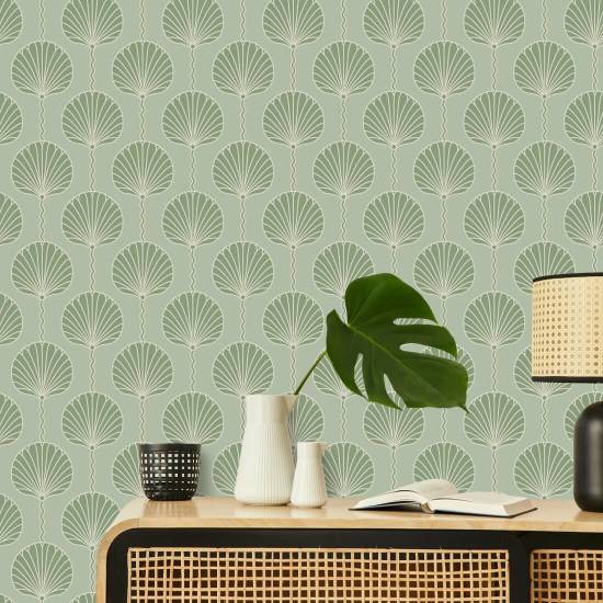 Deco Lily Green Wallpaper