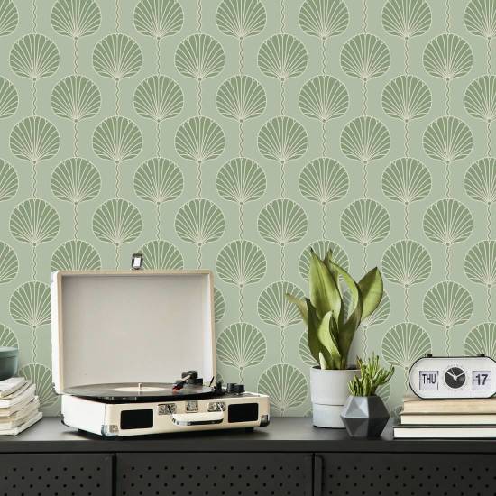 Deco Lily Green Wallpaper