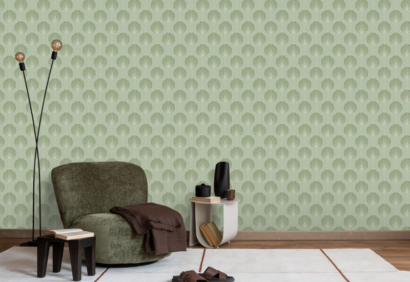 Deco Lily Green Wallpaper