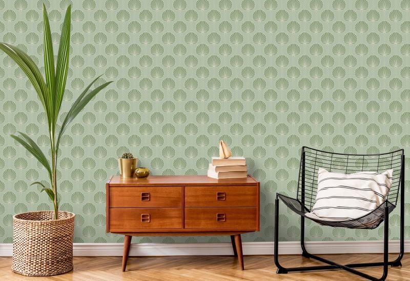 Deco-lelie Groen behang