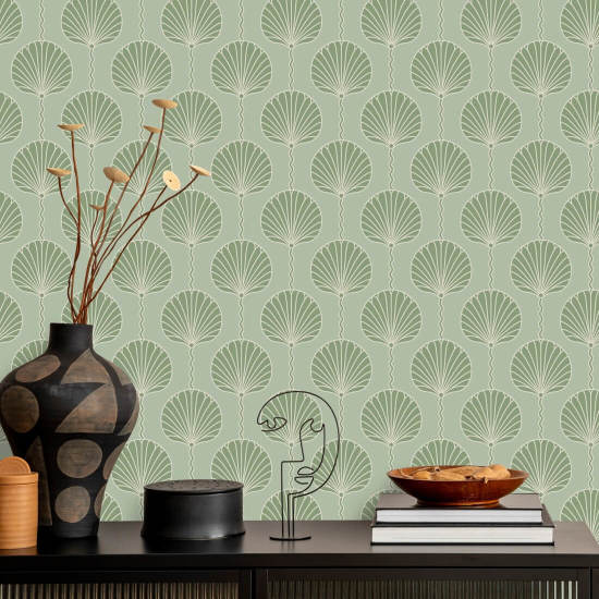 Deco Lily Green Wallpaper