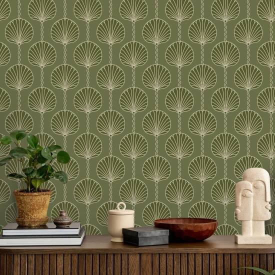 Deco Lily Papier peint Olive