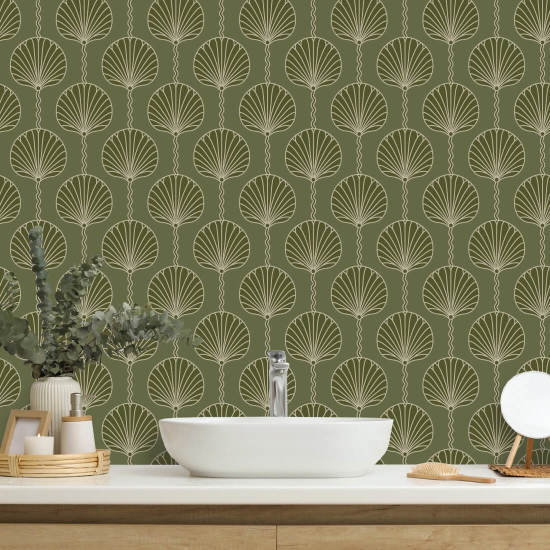 Deco Lily Olive Wallpaper