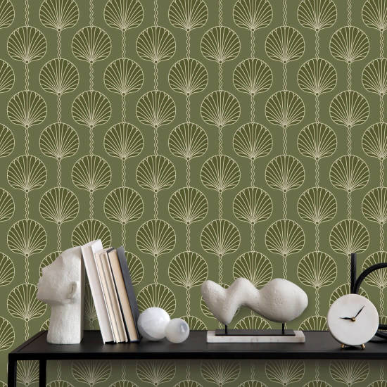 Deco Lily Olive Wallpaper