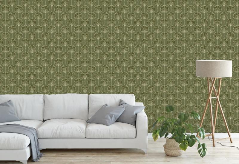 Deco Lily Olive Wallpaper