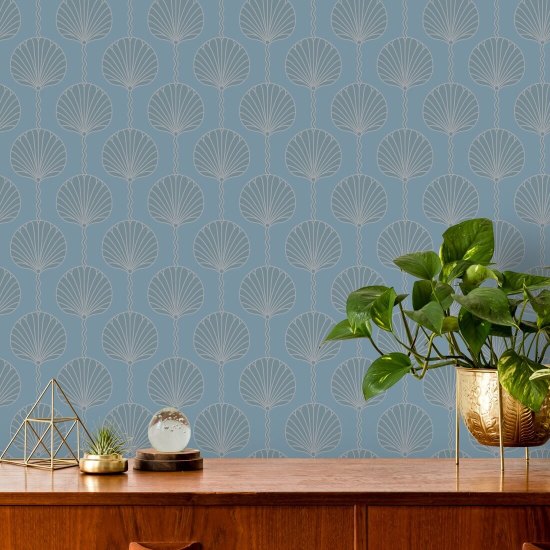 Deco Lily Sky Blue Wallpaper