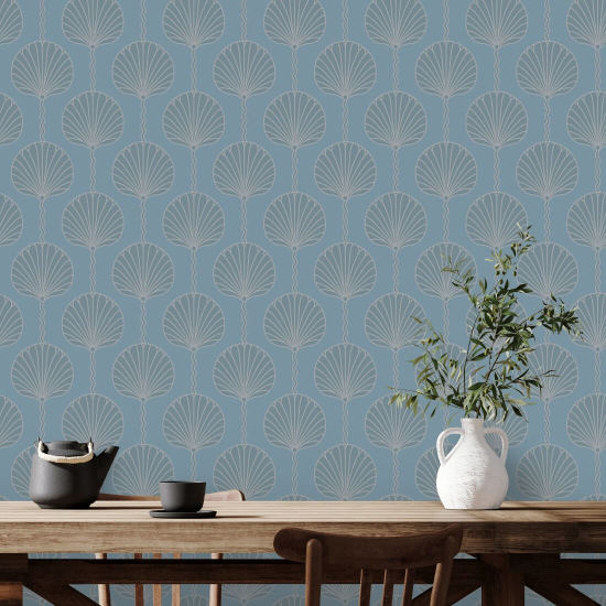 Lírio Deco Papel de parede azul celeste