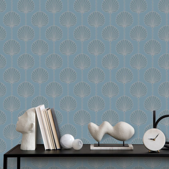 Deco Lily Sky Blue Wallpaper