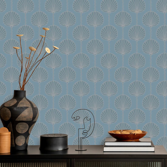 Deco Lily Sky Blue Wallpaper