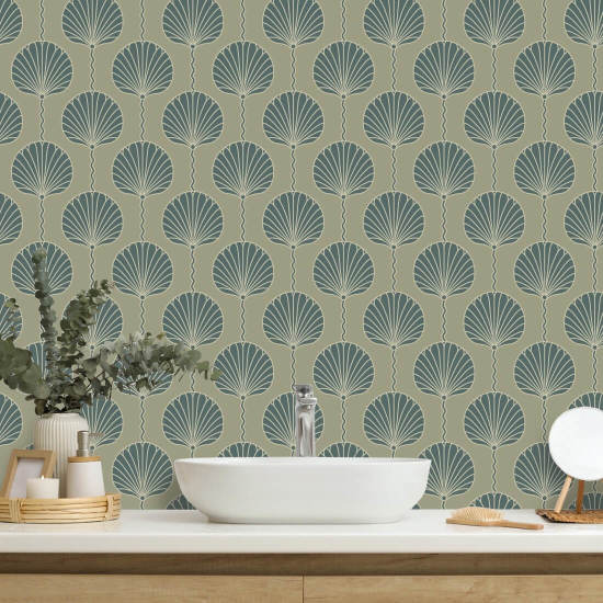 Deco Lily Tan Brown Wallpaper