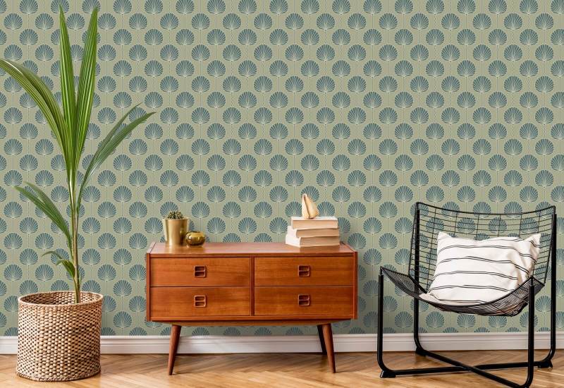 Deco-lelie Lichtbruin behang