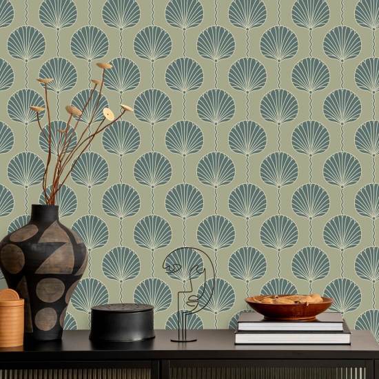 Deco Lily Tan Brown Wallpaper