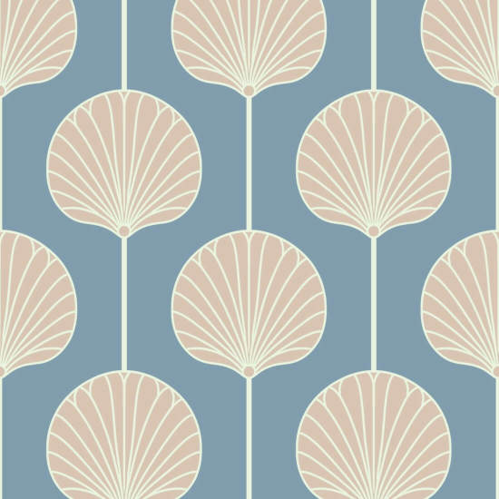 Deco Lelie Groot Coastal Blue Wallpaper