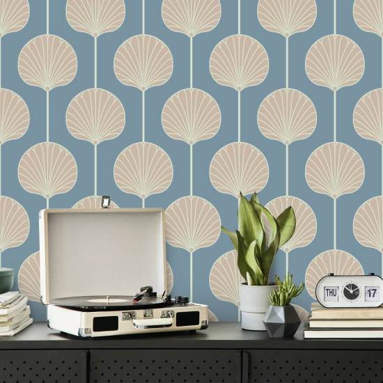 Deco Lily Stor Coastal Blue Baggrund