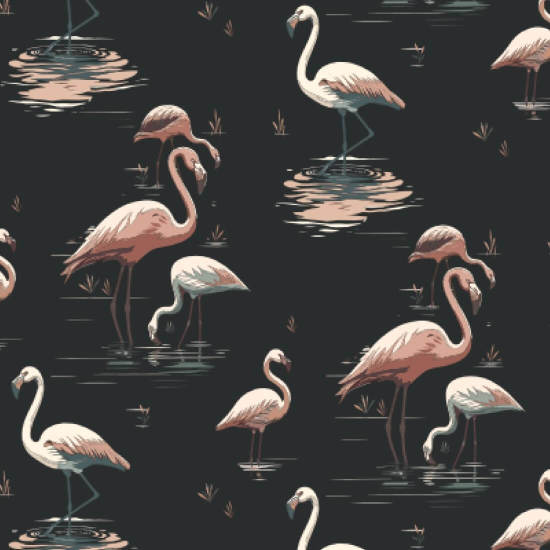 Flamant rose Papier peint Black Sand