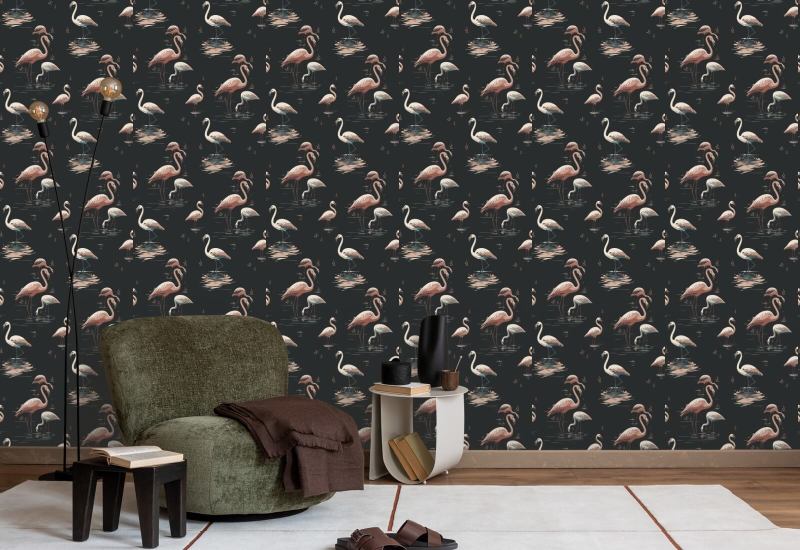 Flamingo Svart Sand Bakgrunn