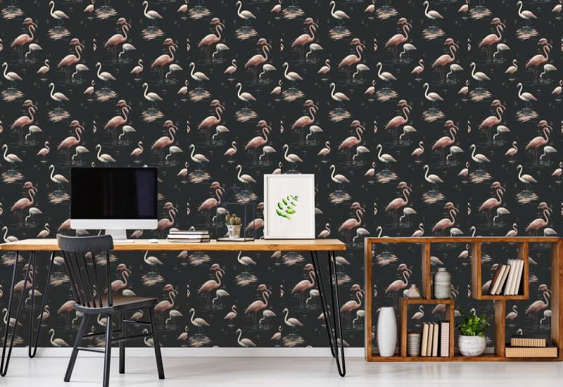 Flamingo Zwart zandbehang