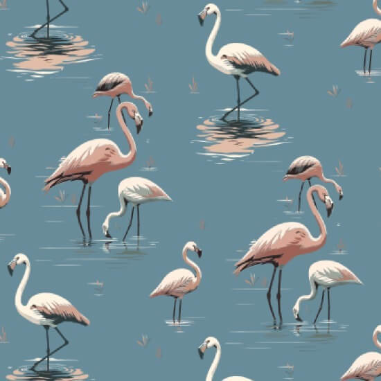 Flamingo Coastal Blue Wallpaper
