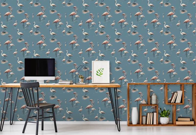 Flamingo Kystblå Bakgrunn