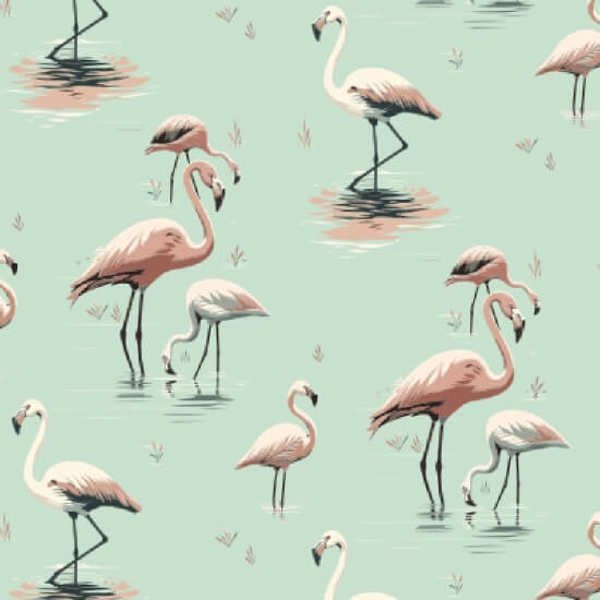 Flamingo Caribbean Green Wallpaper
