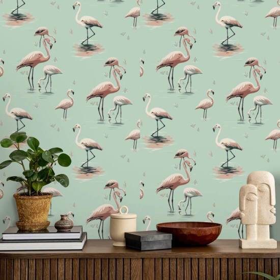Flamingo Karibisches grünes Hintergrundbild