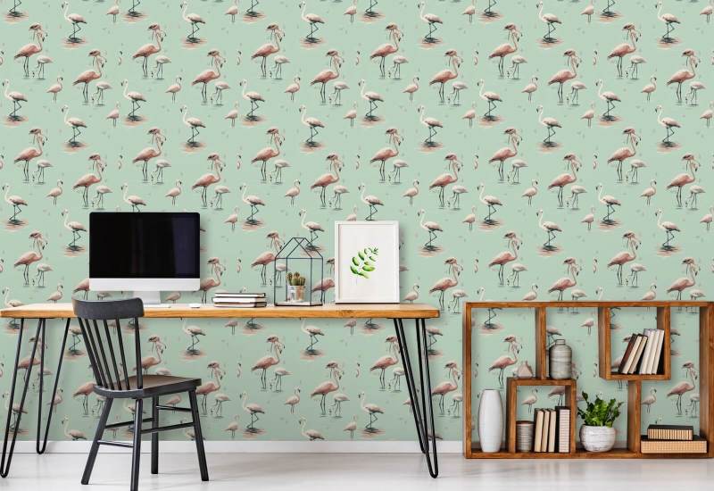 Flamingo Karibiska gröna tapeter