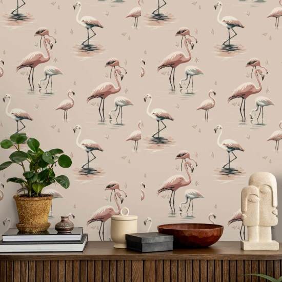 Flamingo Lyserød tapet