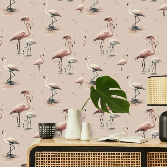 Flamingo Rosafarbene Tapete