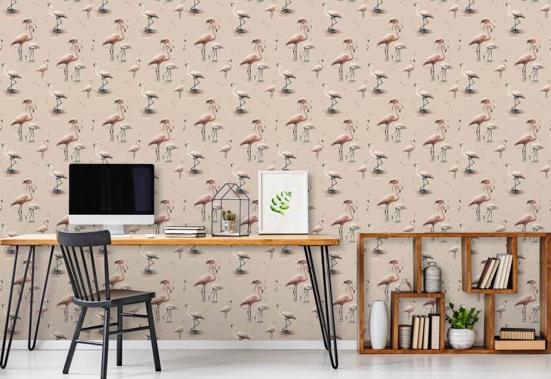 Flamingo Roze behang
