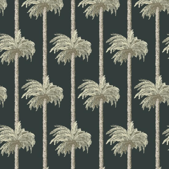 Retro Tiki Palm Trees Black Wallpaper