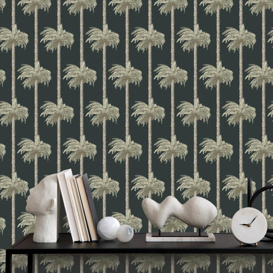 Palmeras Tiki retro Fondo de pantalla negro