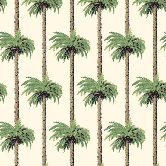 Retro Tiki Palm Trees Linen Wallpaper