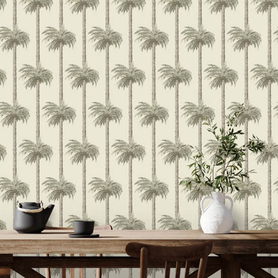 Retro Tiki palmer Solbleket Beige Bakgrunn