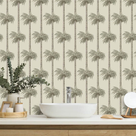 Retro Tiki palmer Solblekt Beige Bakgrund