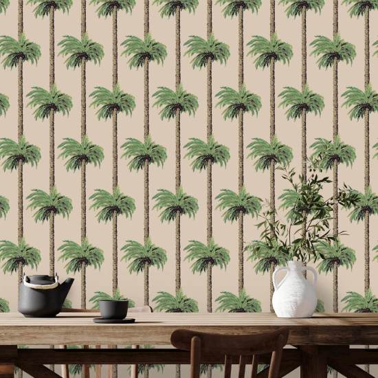Retro Tiki Palmetræer Tan Baggrund