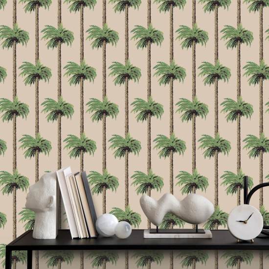 Retro-Tiki-Palmen Hellbraune Tapete