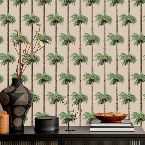 Retro Tiki Palmetræer Tan Baggrund