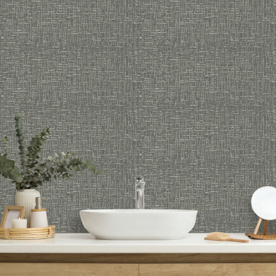 Atomic Weave Bleached Charcoal Wallpaper