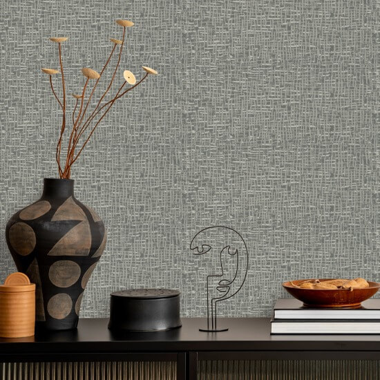 Atomic Weave Bleached Charcoal Wallpaper