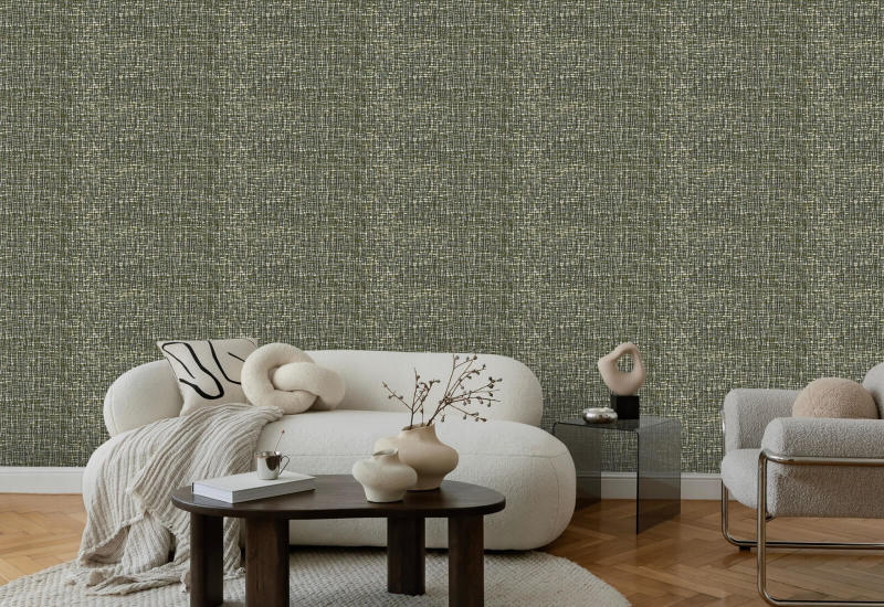 Tecido atômico Papel de parede Olive Slate