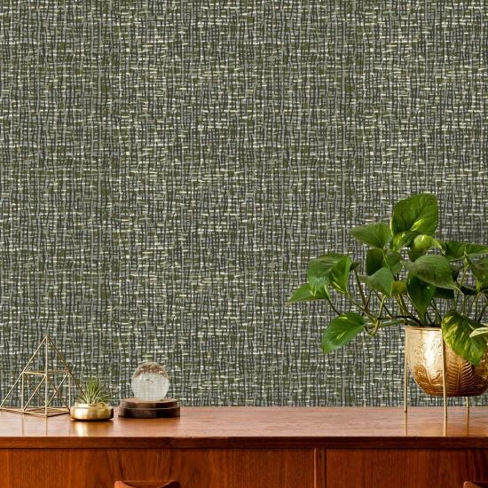 Tecido atômico Papel de parede Olive Slate