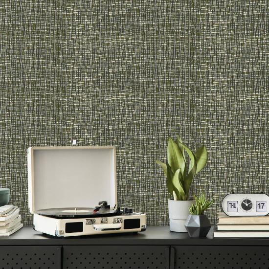 Tessuto atomico Carta da parati Olive Slate