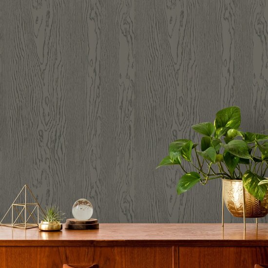 Stedelijk hout Donker eikenhouten behang