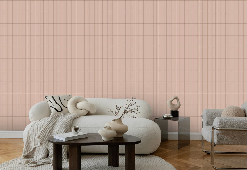 Hohe Fliesen Tapete Soft Blush