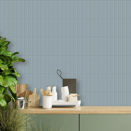 Tall Tiles Blue Glaze Wallpaper