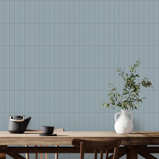 Tall Tiles Blue Glaze Wallpaper
