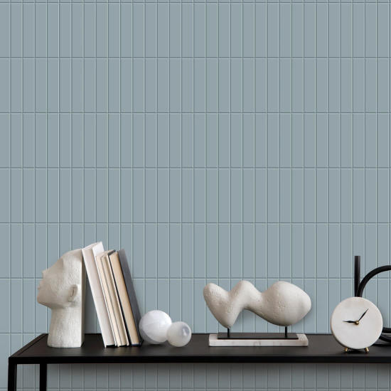 Tall Tiles Blue Glaze Wallpaper